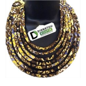 Gold & Yellow African Fabric Maasai Inspired Necklace